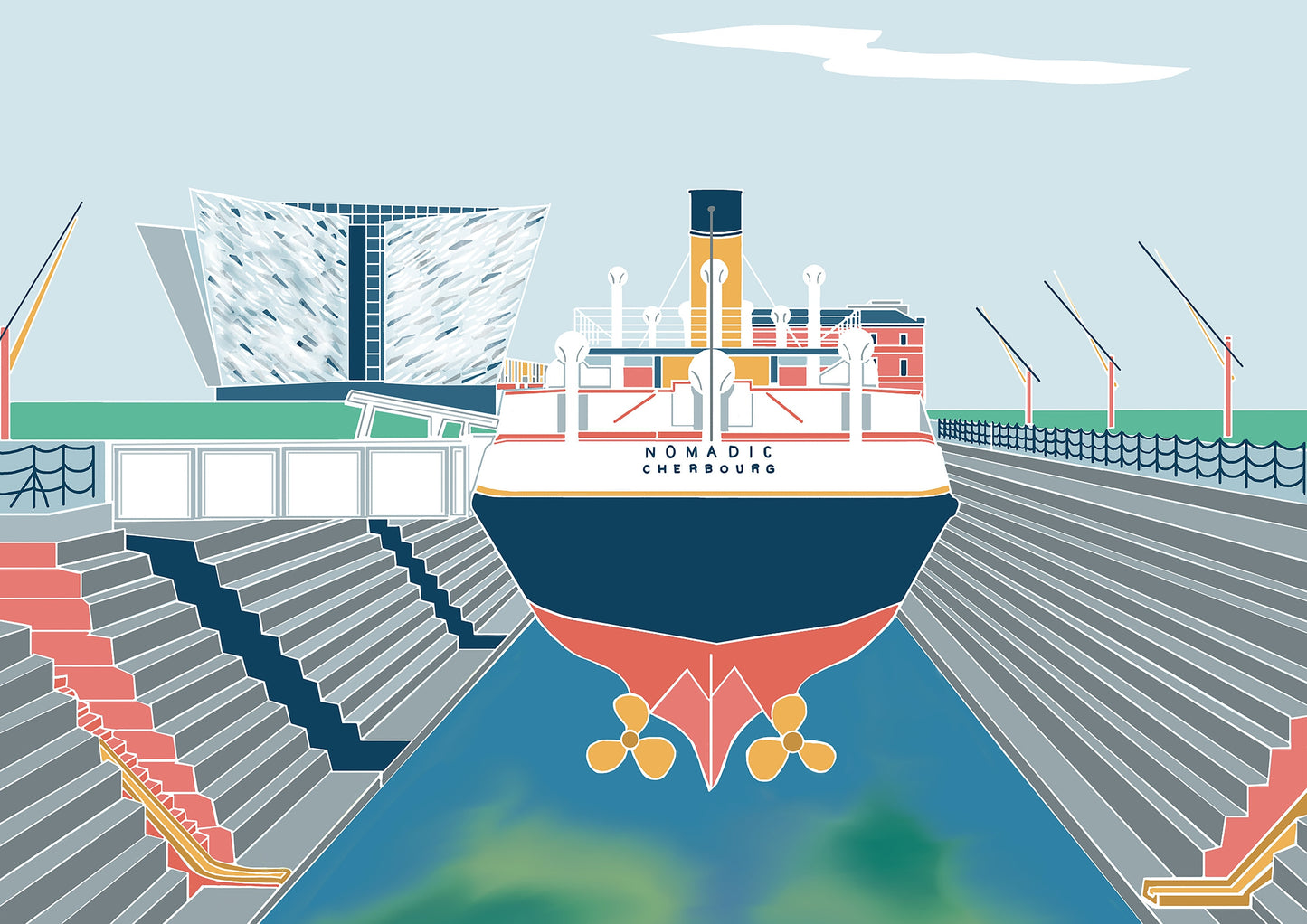 SS Nomadic Print: Belfast Titanic Quarter Illustration