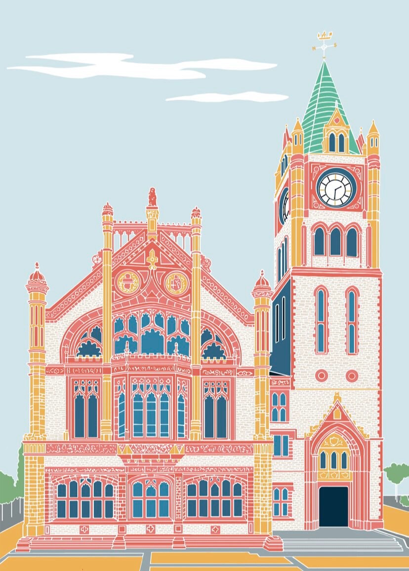 Guildhall Derry/Londonderry Print: Northern Ireland Illustration No