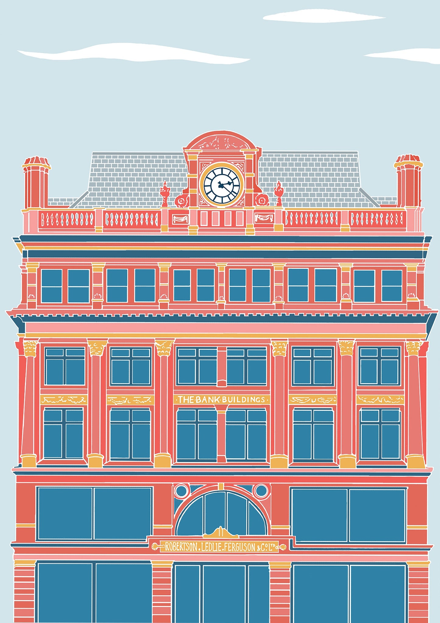 Bank Buildings Belfast Print: Northern Ireland Illustration
