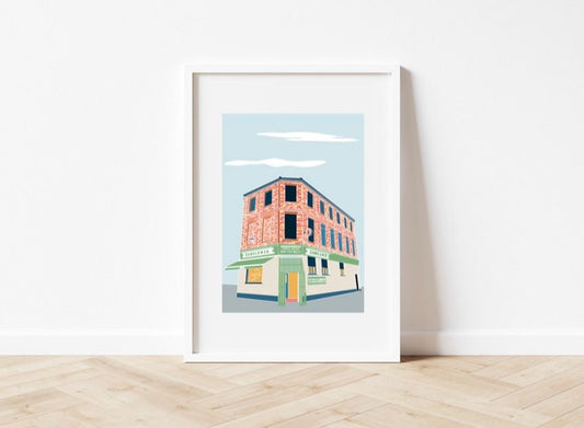 Sunflower Pub Belfast Print: Northern Ireland Illustration
